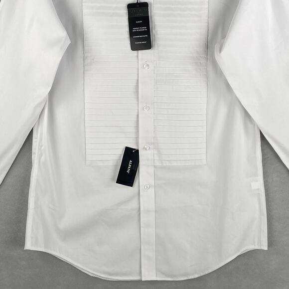 Alfani Men's Medium 15-15.5 34/35 Dress Shirt Pleated Panel Slim Fit White NEW - Picture 4 of 12